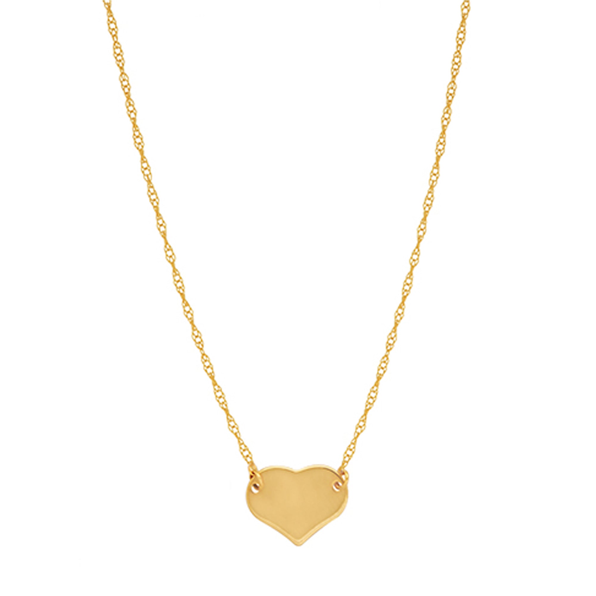 14K gult gull mini-hjerteanheng halskjede, 16" til 18" Justerbare fine designersmykker for menn og kvinner