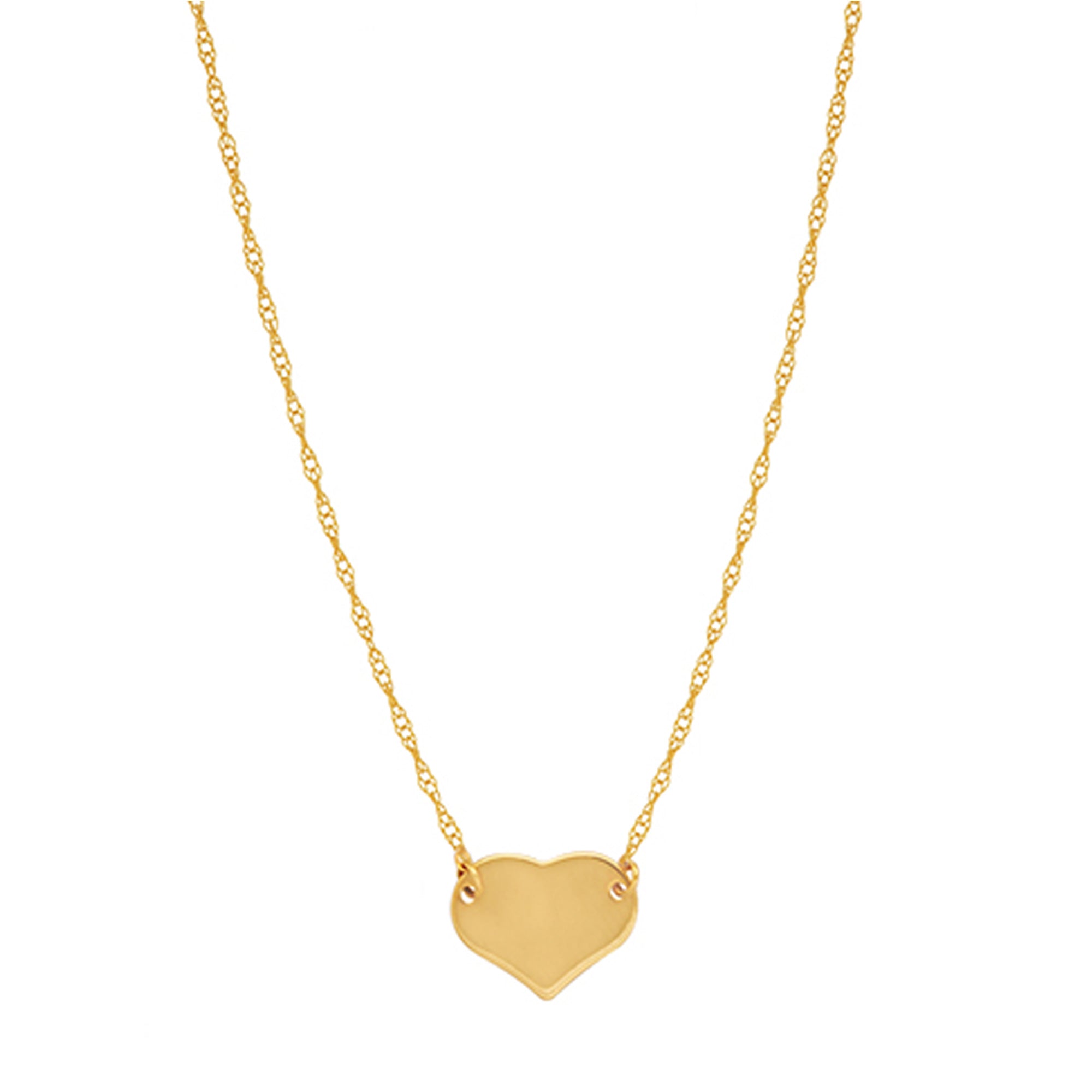 14K Yellow Gold Mini Heart Pendant Necklace, 16" To 18" Adjustable fine designer jewelry for men and women