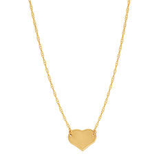 Collar con colgante de mini corazón de oro amarillo de 14 quilates, joyería fina de diseño ajustable de 40,6 a 45,7 cm para hombres y mujeres