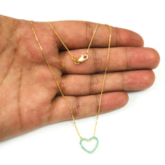 14K Yellow Gold Heart Pendant Necklace, 16" To 18" Adjustable
