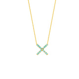 14K Yellow Gold X Pendant Necklace, 16" To 18" Adjustable