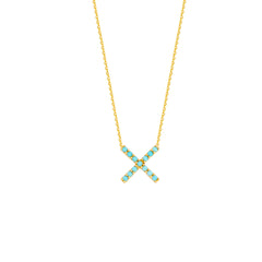 14K Yellow Gold X Pendant Necklace, 16" To 18" Adjustable fine designer jewelry for men and women