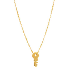 Collier pendentif mini clé en or jaune 14 carats, bijoux de créateur fins réglables de 16 à 18 pouces pour hommes et femmes