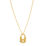 14K Yellow Gold Mini Lock Pendant Necklace, 16" To 18" Adjustable