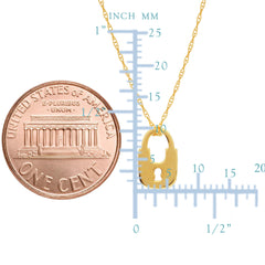 14K Yellow Gold Mini Lock Pendant Necklace, 16" To 18" Adjustable