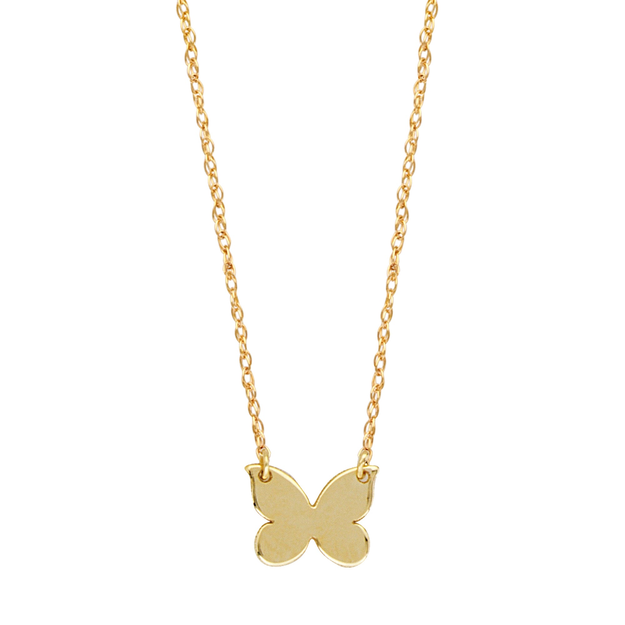 14K gul guld mini sommerfugl vedhæng halskæde, 16" til 18" Justerbare fine designer smykker til mænd og kvinder