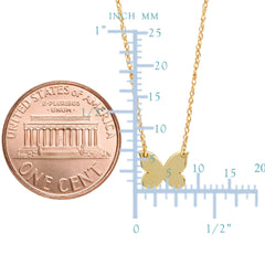 14K Yellow Gold Mini Butterfly Pendant Necklace, 16" To 18" Adjustable
