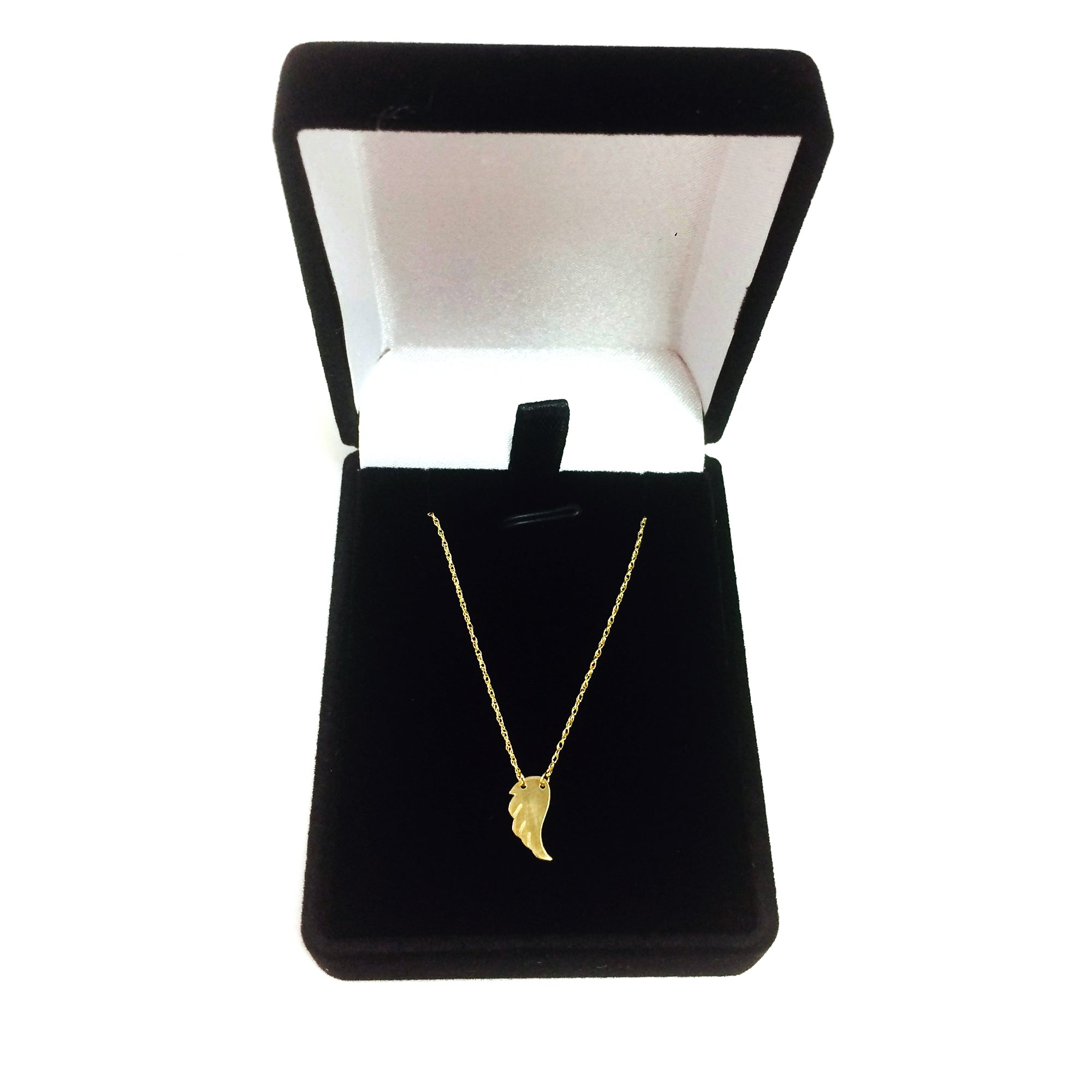 14K Yellow Gold Mini Wing Pendant Necklace, 16" To 18" Adjustable