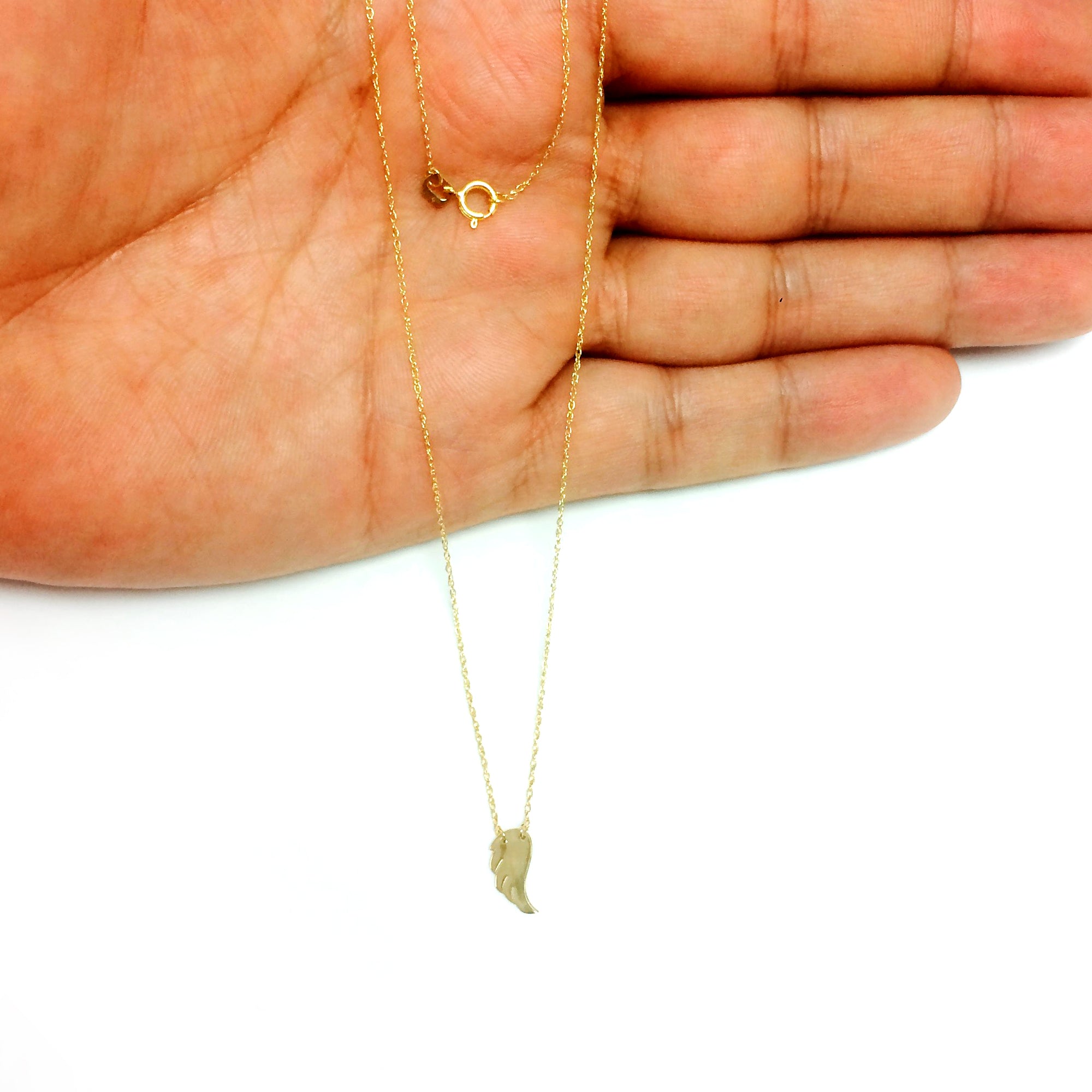 Collier pendentif mini aile en or jaune 14 carats, bijoux de créateur fins réglables de 16 à 18 pouces pour hommes et femmes