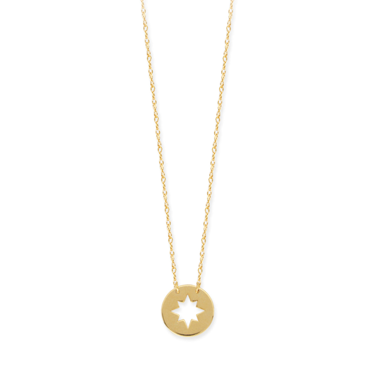 Collier pendentif mini étoile du Nord en or jaune 14 carats, bijoux de créateur fins réglables de 16 à 18 pouces pour hommes et femmes