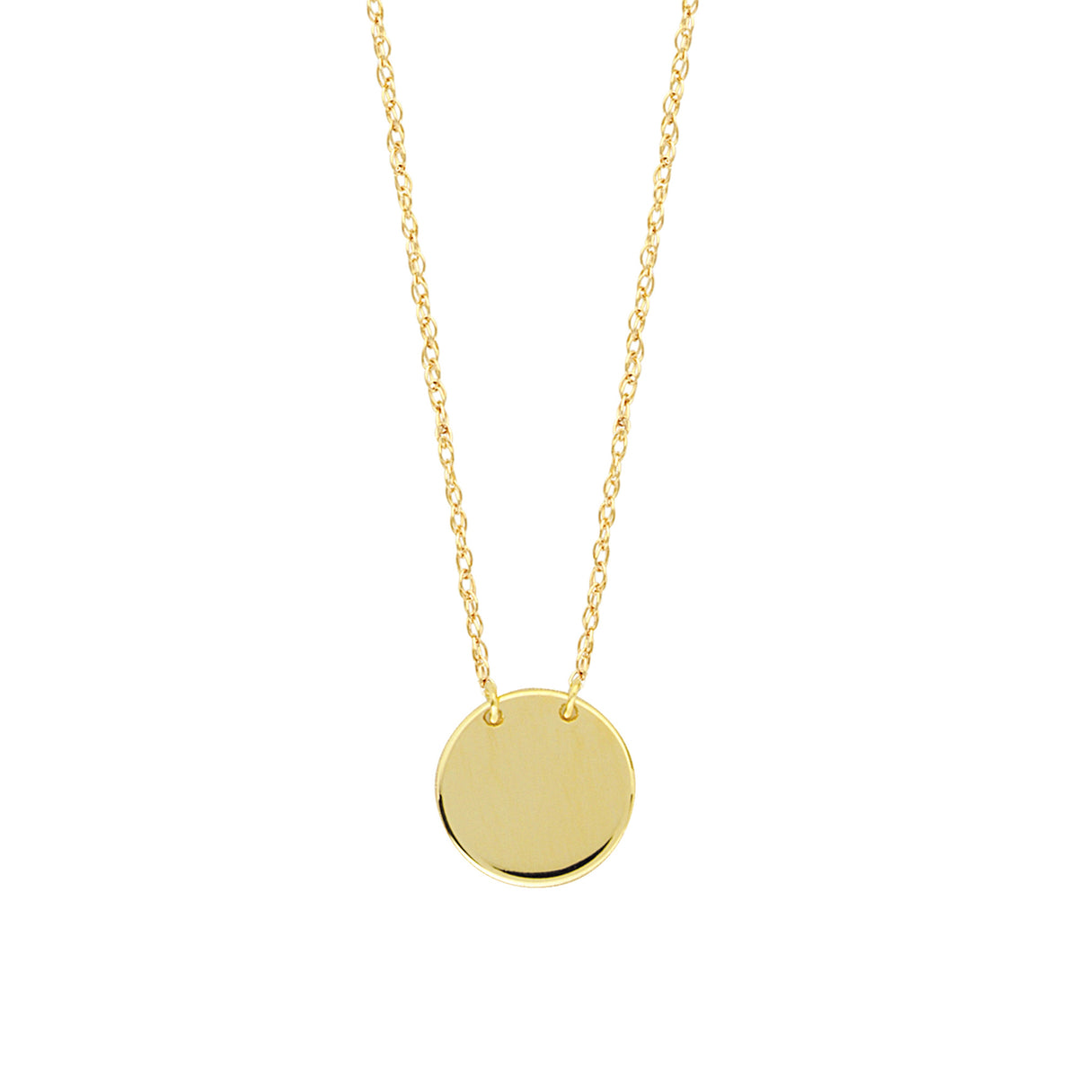 14K Yellow Gold Mini Engravable Disk Pendant Necklace, 16" To 18" Adjustable