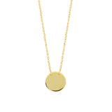 14K Yellow Gold Mini Engravable Disk Pendant Necklace, 16" To 18" Adjustable