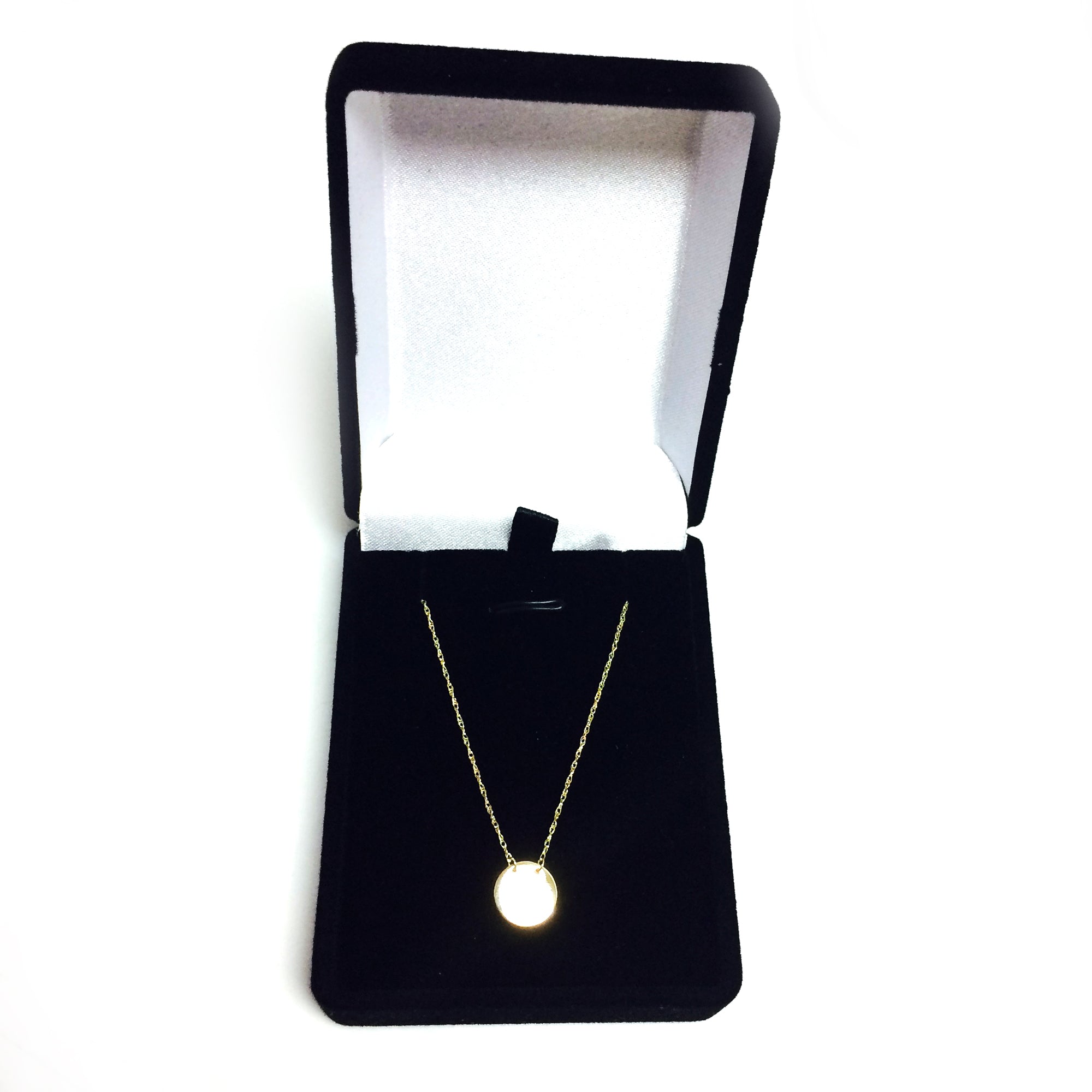 14K gul guld mini graverbar disk vedhæng halskæde, 16" til 18" Justerbare fine designer smykker til mænd og kvinder