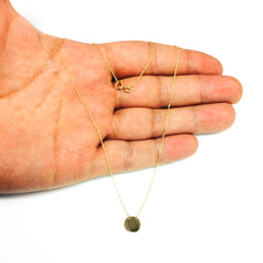 Collier pendentif mini disque gravable en or jaune 14 carats, bijoux de créateur fins réglables de 16 à 18 pouces pour hommes et femmes
