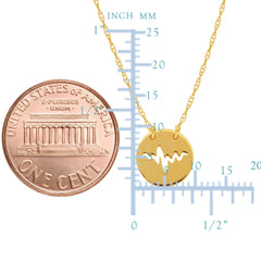 14K gult guld Mini Heartbeat Pendant halsband, 16" till 18" Justerbara fina designersmycken för män och kvinnor