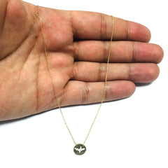 14K gult guld Mini Heartbeat Pendant halsband, 16" till 18" Justerbara fina designersmycken för män och kvinnor