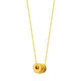 14K Yellow Gold 4 Mini Open Disc Pendants Necklace, 16" To 18" Adjustable