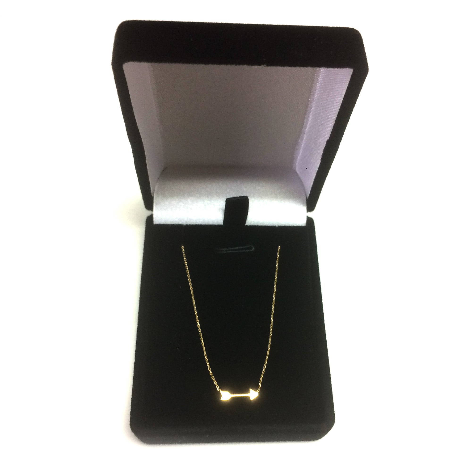 14K Yellow Gold Mini Arrow Pendant Necklace, 16" To 18" Adjustable