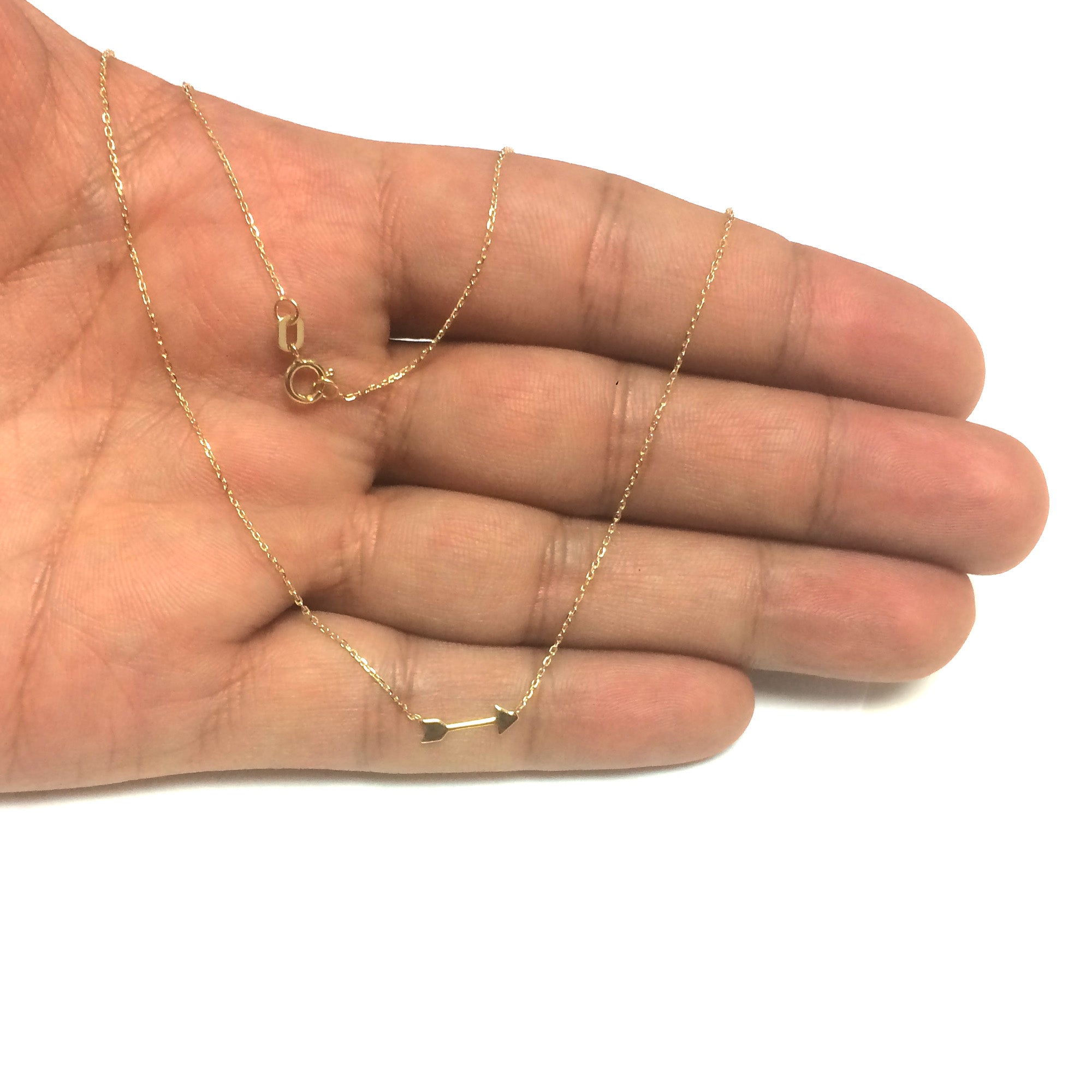 14K Yellow Gold Mini Arrow Pendant Necklace, 16" To 18" Adjustable