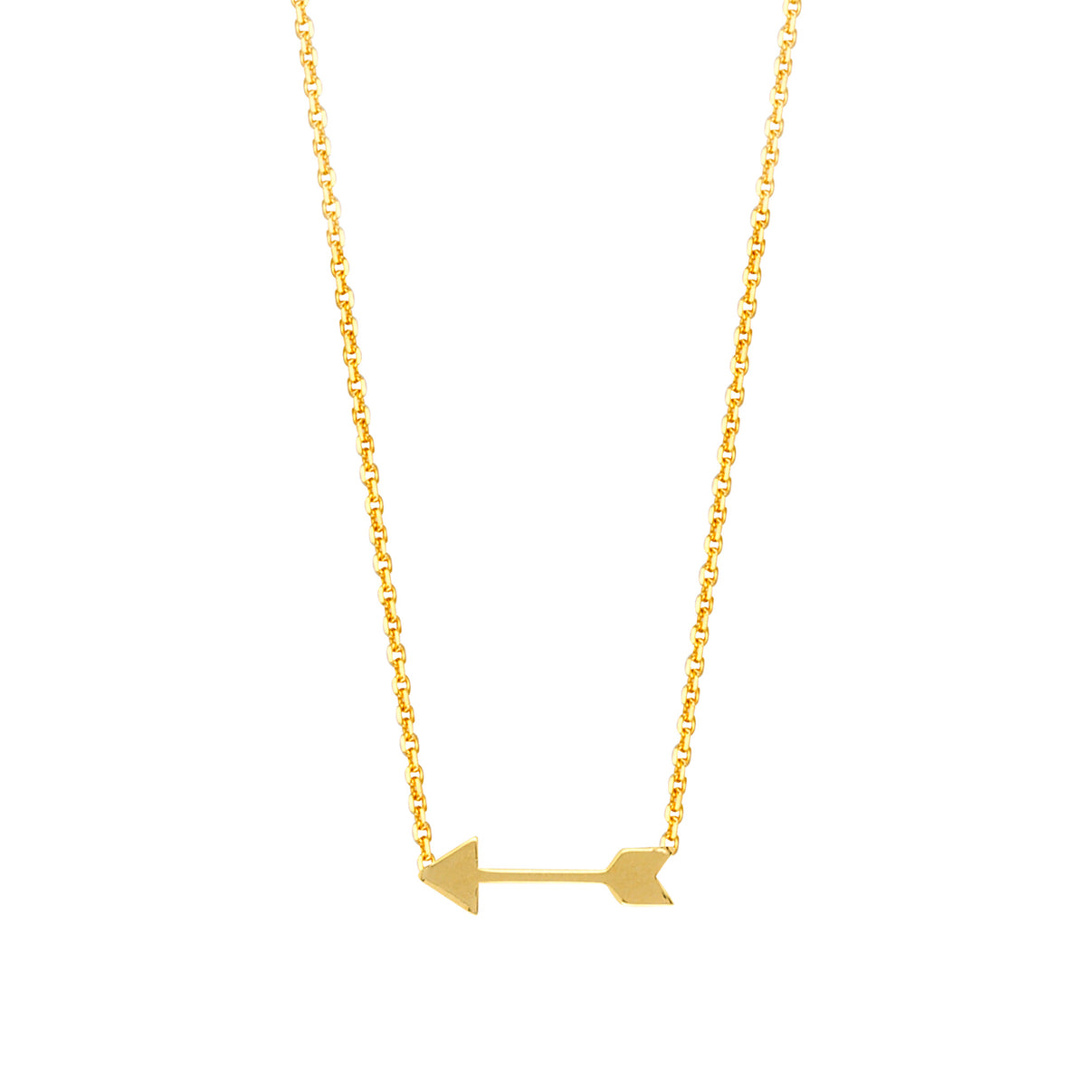 14K Yellow Gold Mini Arrow Pendant Necklace, 16" To 18" Adjustable