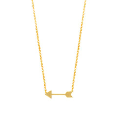 14K Yellow Gold Mini Arrow Pendant Necklace, 16" To 18" Adjustable