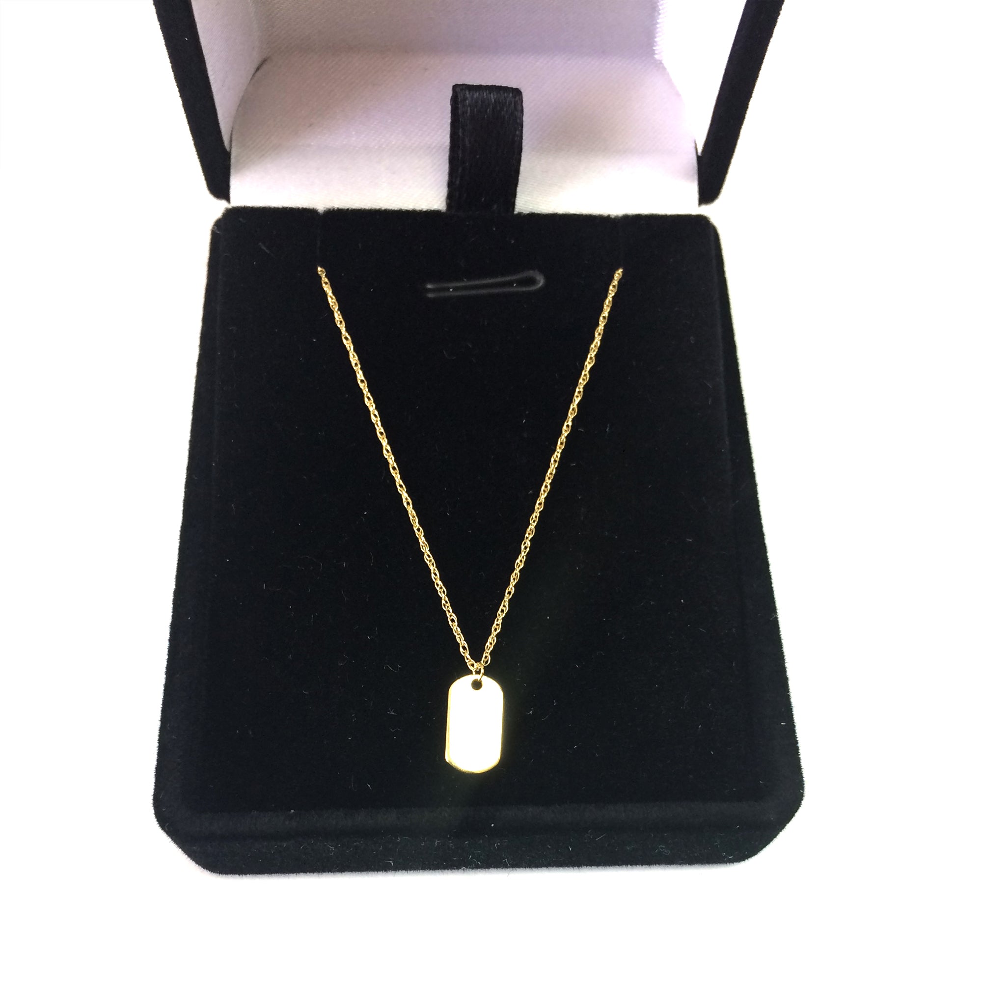 14K Yellow Gold Engravable Dog Tag Pendant Necklace, 16" To 18" Adjustable fine designer jewelry for men and women