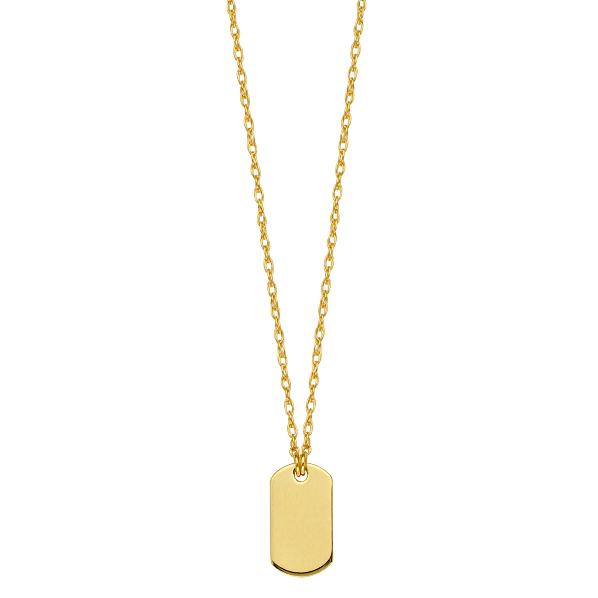 Collier pendentif en or jaune 14 carats, étiquette de chien gravable, bijoux de créateur fins réglables de 16 à 18 pouces pour hommes et femmes