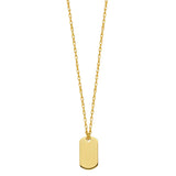 14K Yellow Gold Engravable Dog Tag Pendant Necklace, 16" To 18" Adjustable