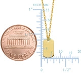 14K Yellow Gold Engravable Dog Tag Pendant Necklace, 16" To 18" Adjustable