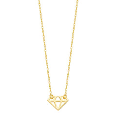 Collier pendentif en forme de diamant en or jaune 14 carats, bijoux de créateur fins réglables de 16 à 18 pouces pour hommes et femmes
