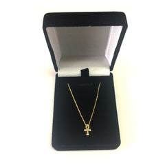 14K gult gull Mini Ankh Cross Pendant Halskjede, 16" til 18" Justerbare fine designersmykker for menn og kvinner