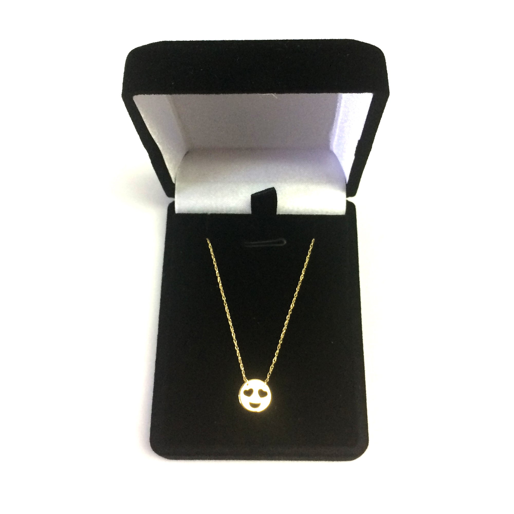 Collana con ciondolo con faccina sorridente in oro giallo 14 carati, gioielli da 16" a 18" regolabili per uomini e donne