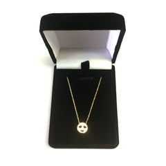 14K Yellow Gold Love Smiley Face Pendant Necklace, 16" To 18" Adjustable