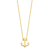14K Yellow Gold Mini Anchor Pendant Necklace, 16" To 18" Adjustable