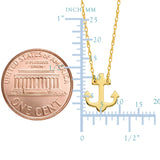 14K Yellow Gold Mini Anchor Pendant Necklace, 16" To 18" Adjustable