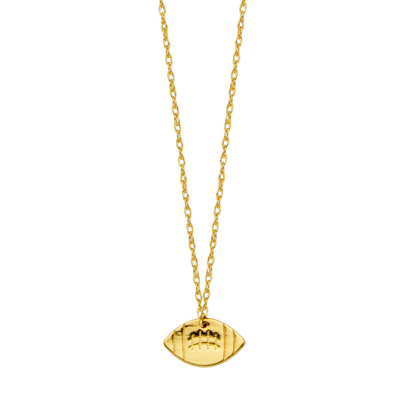 14K Yellow Gold Mini Football Necklace, 16" To 18" Adjustable