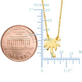 14K Yellow Gold Mini Palm Tree Necklace, 16" To 18" Adjustable