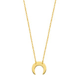 14K Yellow Gold Mini Crescent Moon Pendant Necklace, 16" To 18" Adjustable