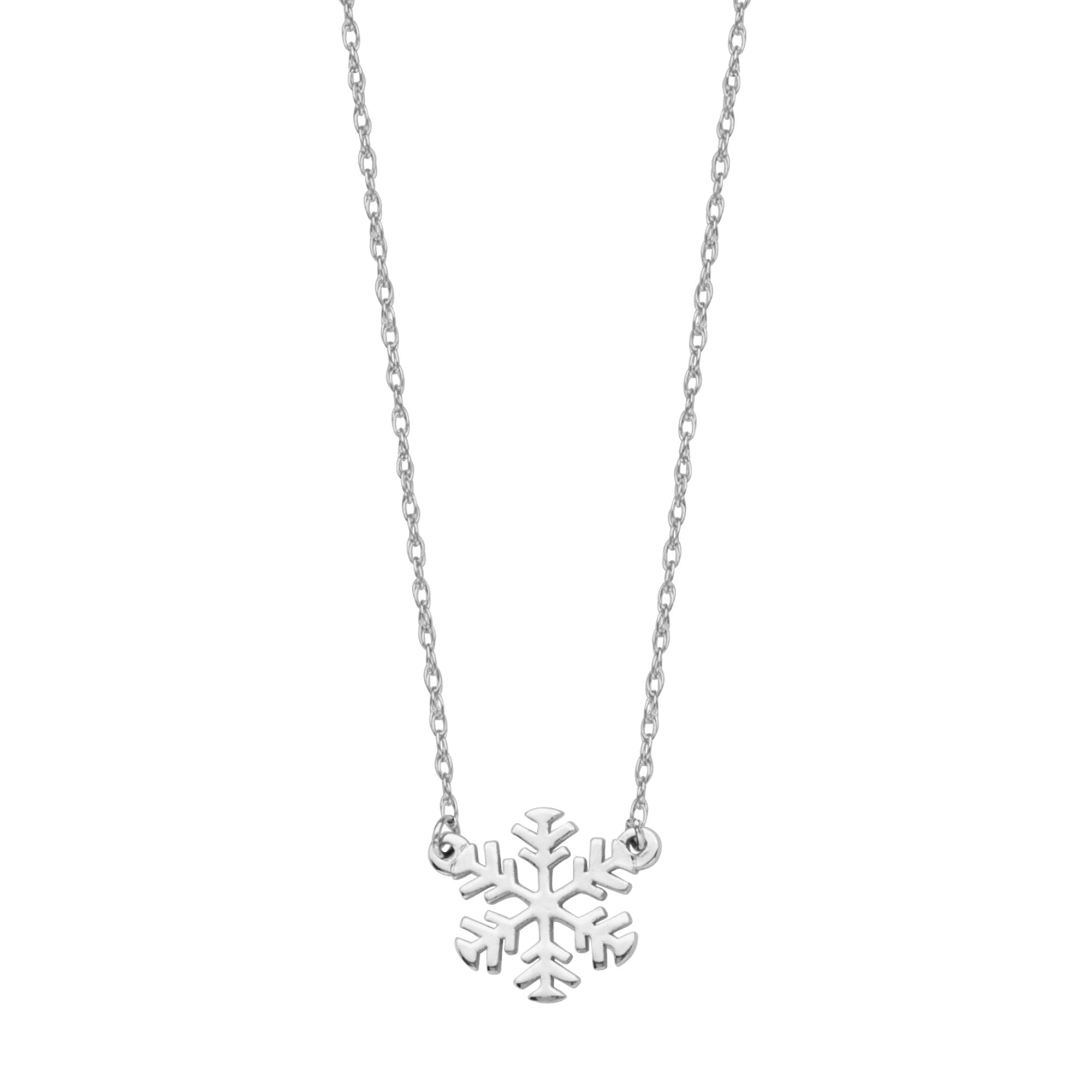 Collier pendentif mini flocon de neige en or blanc 14 carats, bijoux de créateur fins réglables de 16 à 18 pouces pour hommes et femmes