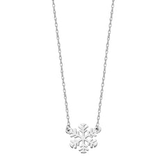 14K hvidguld mini snefnug vedhæng halskæde, 16" til 18" Justerbare fine designer smykker til mænd og kvinder