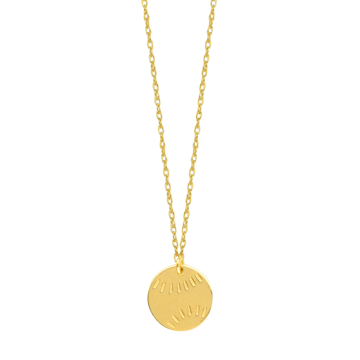 14K Yellow Gold Mini Baseball Necklace, 16" To 18" Adjustable fine designer jewelry for men and women