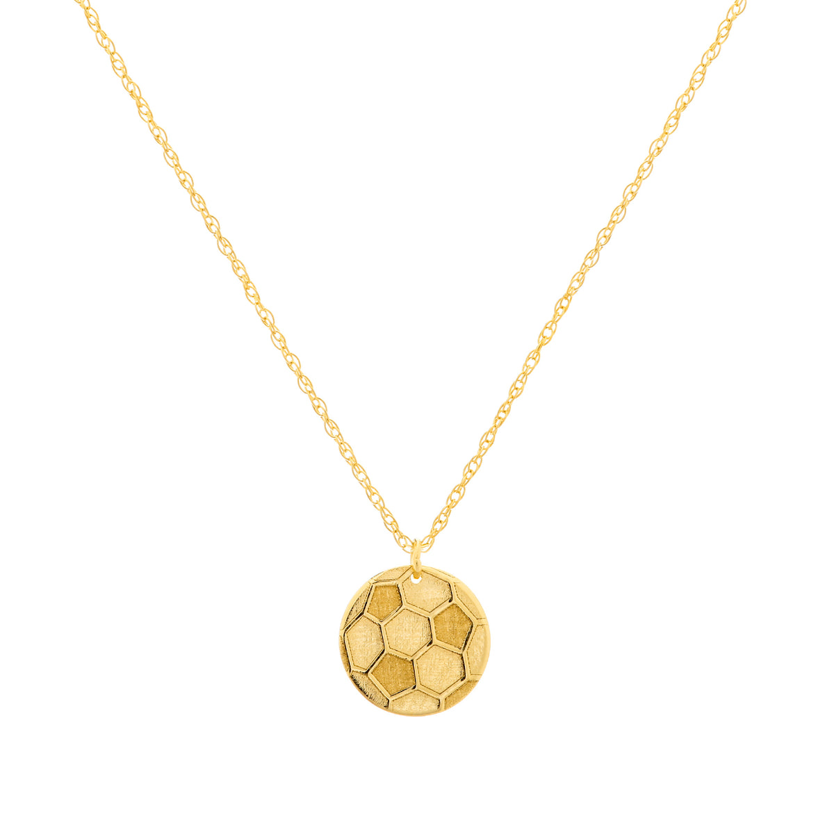 14K Yellow Gold Mini Soccer Ball Pendant Necklace, 16" To 18" Adjustable