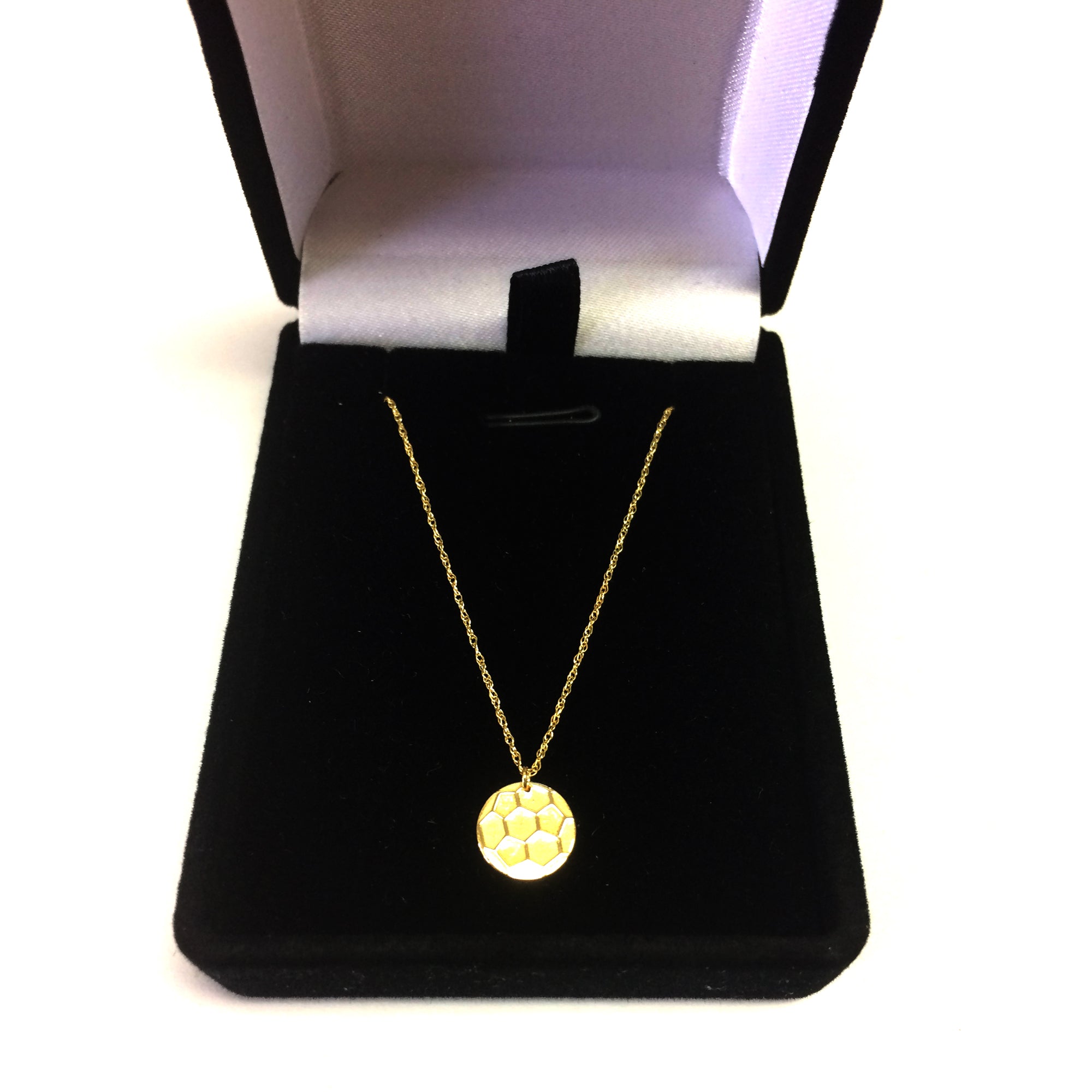 14K Yellow Gold Mini Soccer Ball Pendant Necklace, 16" To 18" Adjustable