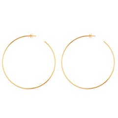 14k guld runda örhängen med stora ringar, diameter 40 mm fina designersmycken för män och kvinnor