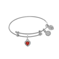 January Heart Shape CZ Birthstone Charm Adjustable Bangle Girls Bracelet