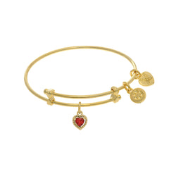 January Heart Shape CZ Birthstone Charm Adjustable Bangle Girls Bracelet