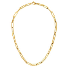Collar de cadena con clip de oro amarillo de 14 quilates, joyería fina de diseño de 6 mm para hombres y mujeres