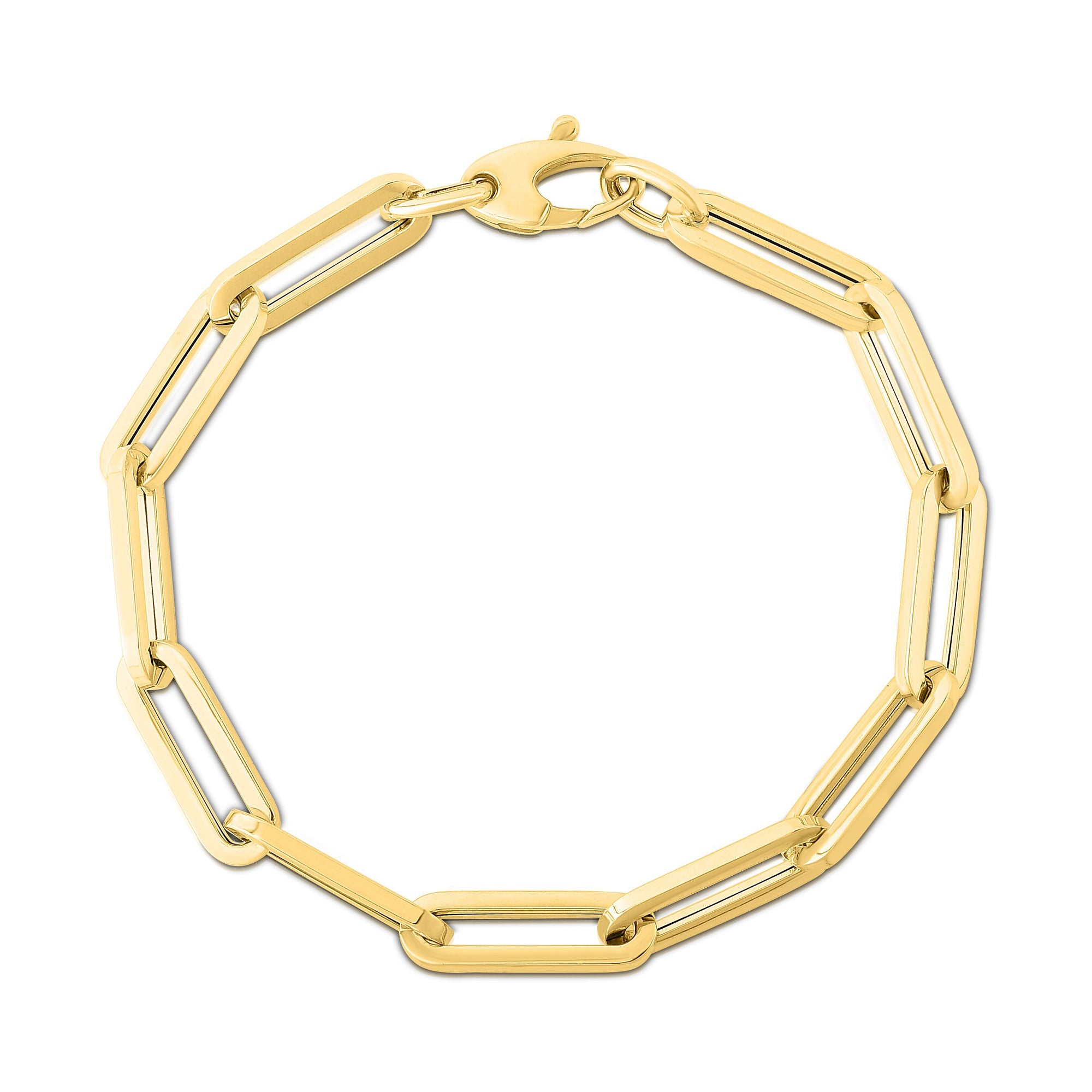 Collier chaîne trombone en or jaune 14 carats, bijoux de créateur fins de 6 mm pour hommes et femmes