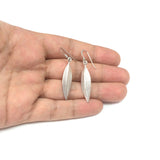 Sterling Silver Rhodium Plated Greek Olive Leaf Drop Earrings