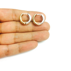 14k 2 Tone Gold Snuggable Huggie Reversible Earrings, Diameter 15mm fine designer jewelry for men and women